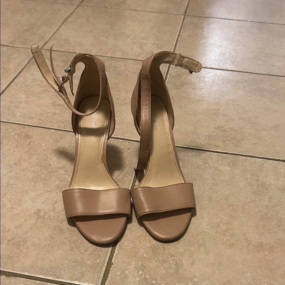 Elegant Tan Women's Open Toe Strap Heels